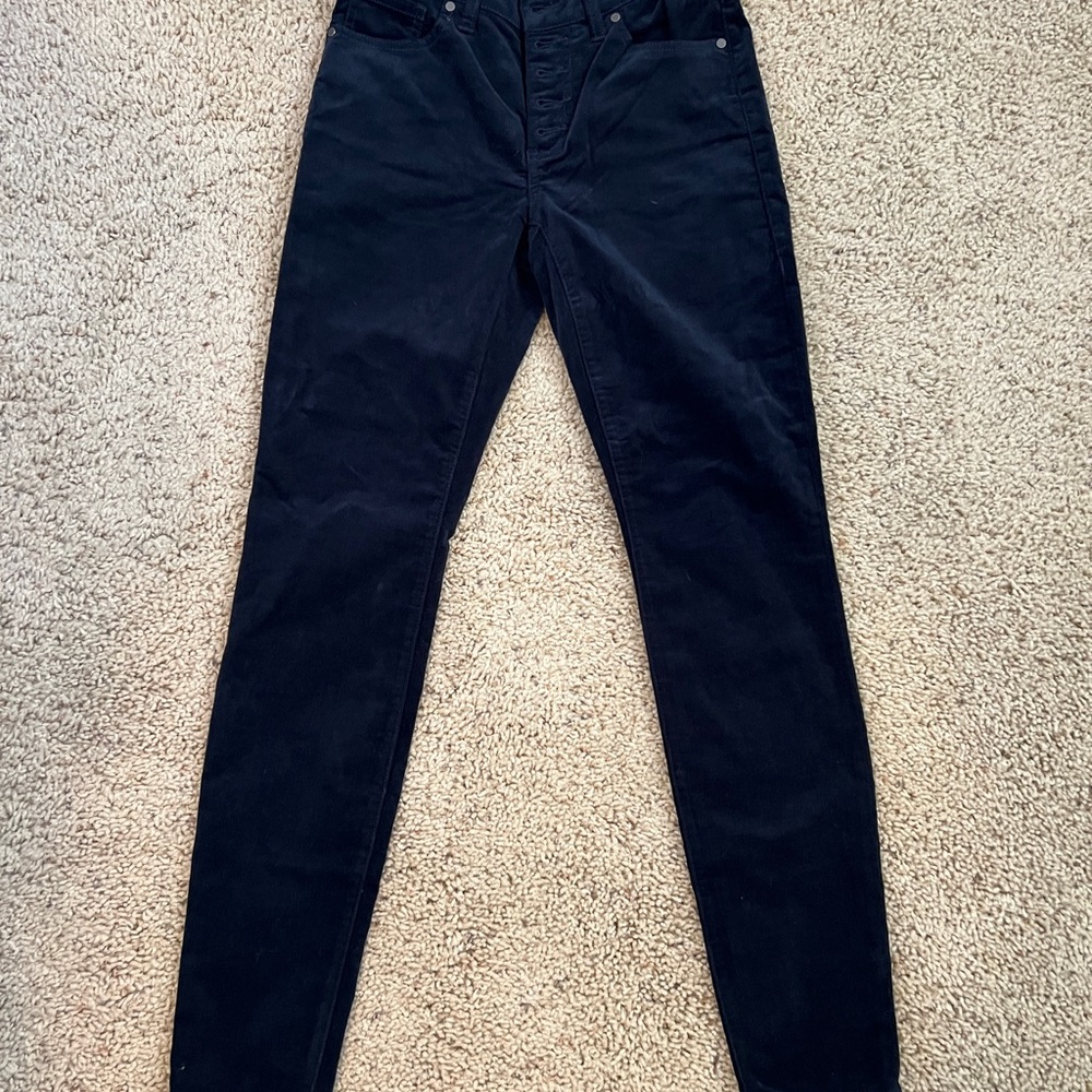 NWOT Cabi 4236 Corduroy Buttonfly Sapphire Blue Skinny Jeans Size 2